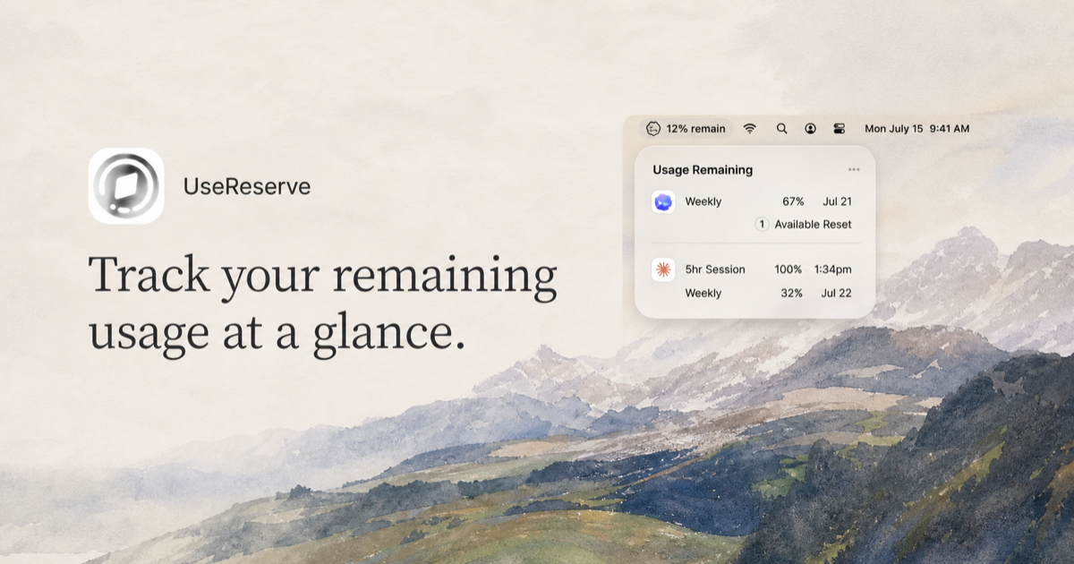 UseReserve – a free macOS menu bar app for tracking Claude and Codex usage